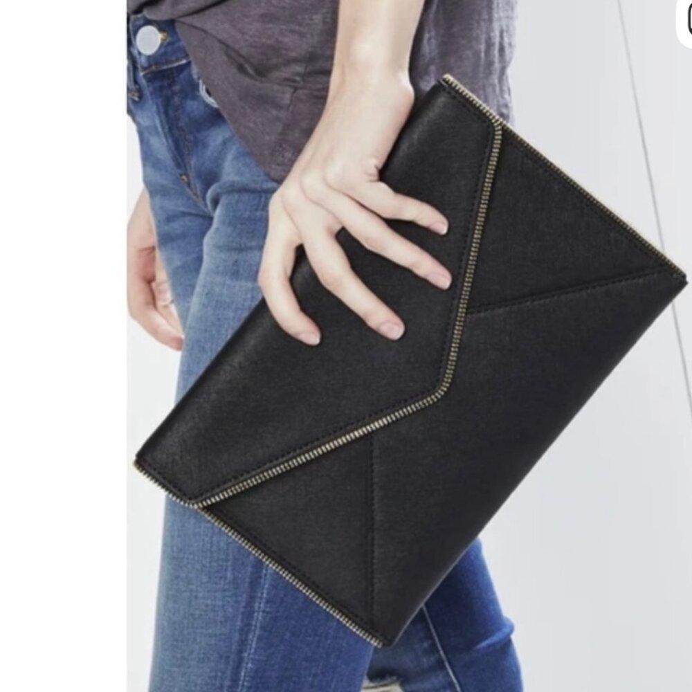 NWOT Rebecca Minkoff Black Saffiano Leather Clutch. - Picture 1 of 9